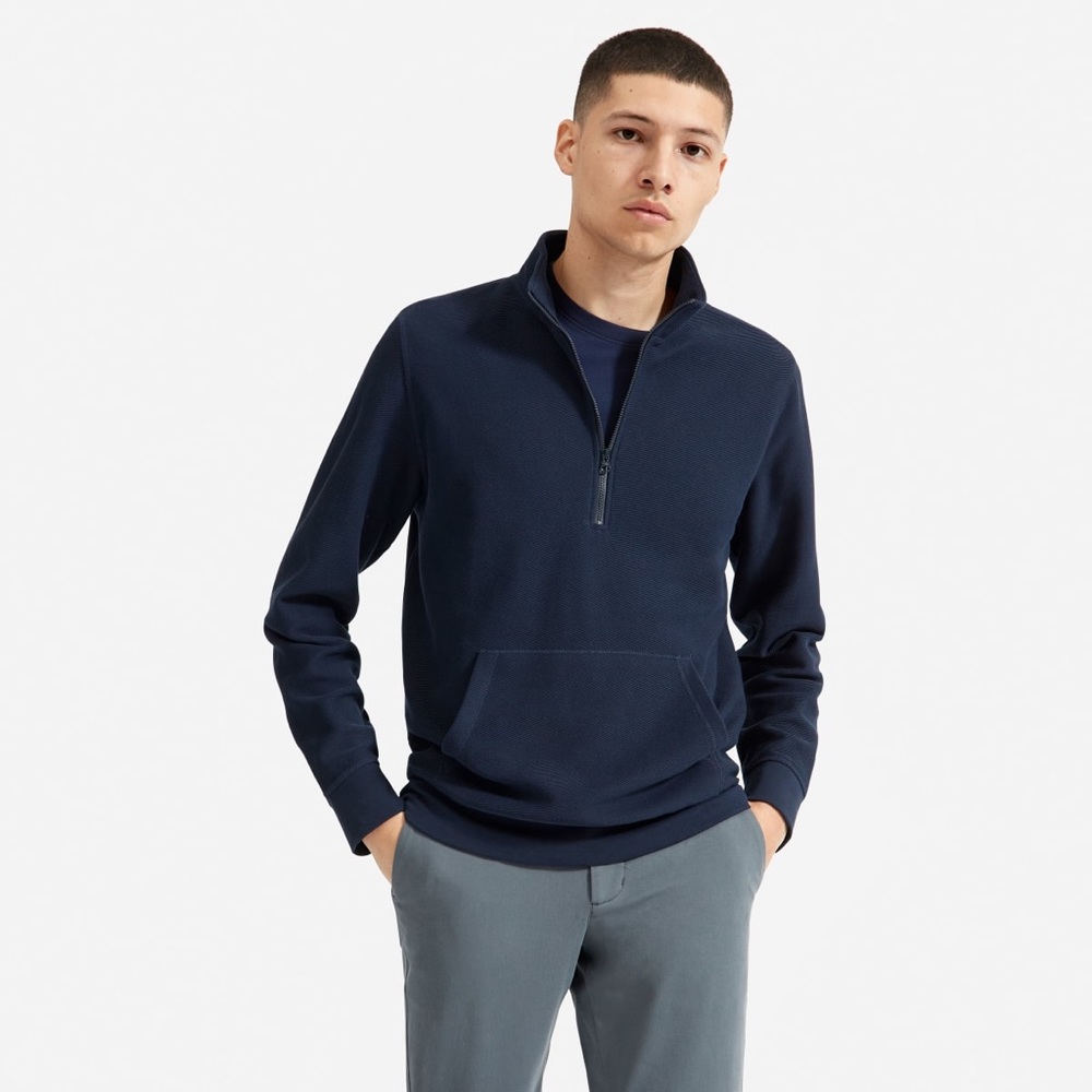 Everlane The Twill Half-Zip Mens Sweatshirt size Large